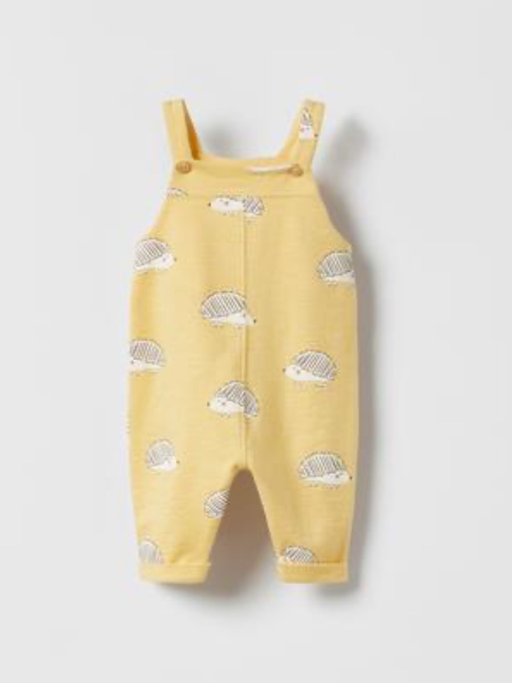 Zara New 6/9 Months Hedgehog Yellow Overall Pants